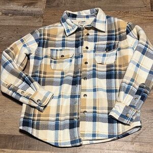 Copper denim - Sherpa Plaid Button-Up Shirt in Blue and Tan